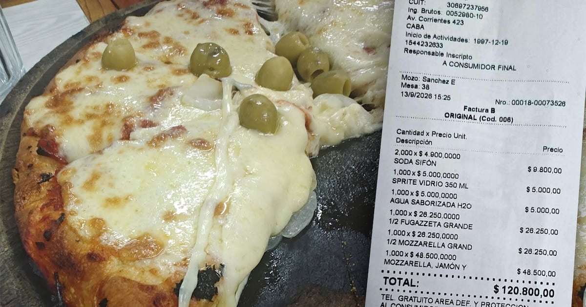 Una salida a una pizzería clásica de Buenos Aires: $120.800 por tres pizzas y cuatro bebidas en El Cuartito